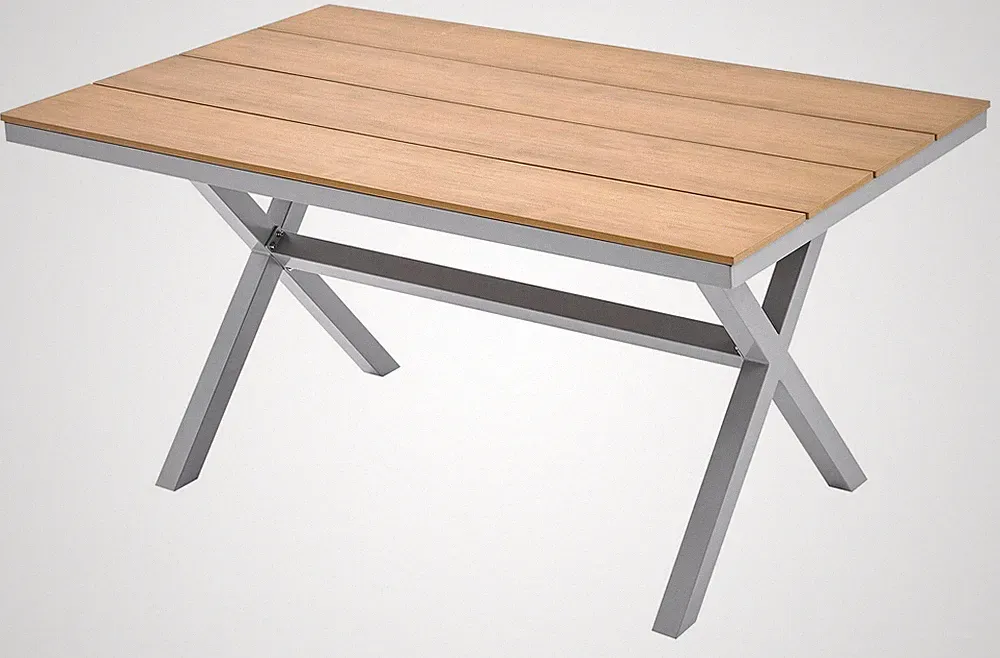Aluminium Gartentisch Gartenmöbel Wood Tischplatte BRAUN 150cm