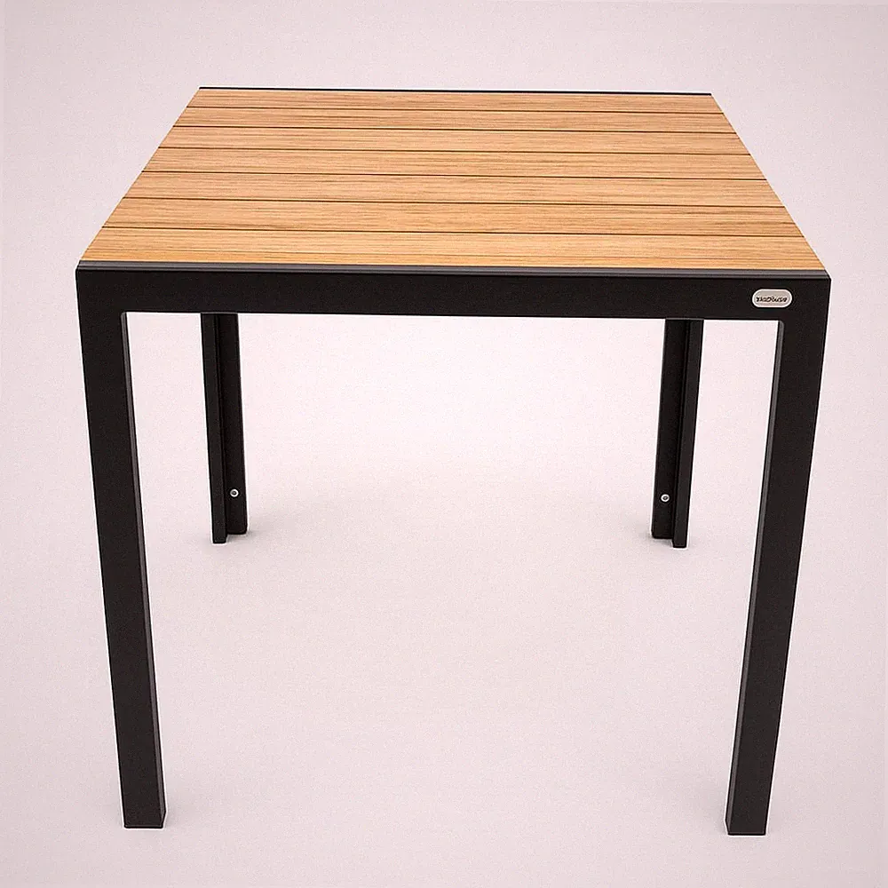 Aluminium Gartentisch Gartenmöbel Wood Tischplatte HOLZIMITATION 75 cm x 75 cm