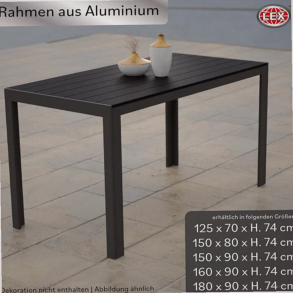 Aluminium XXL Gartentisch Esstisch Balkontisch Gartenmöbel Outdoor 5 Größen
