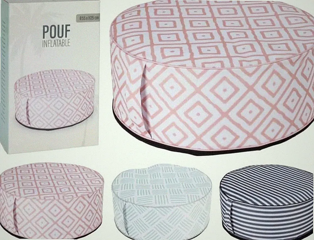 Aufblasbarer Pouf Sitz Ø55x25cm Outdoor Garten Fußhocker Beistelltisch Strand Camping