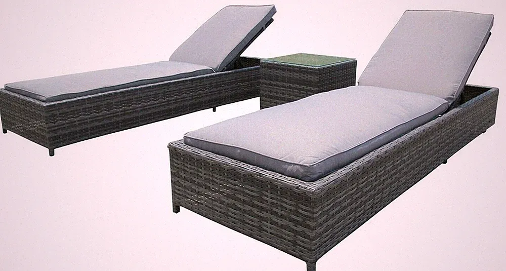 Auflösung Rattan Einzel Sonnenliege Chaiselongue Garten Pool Liege 3tlg Sonnenliege