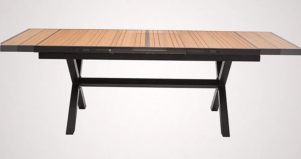 Ausziehbarer Gartentisch 180–240 cm mit Holzoptik Tischplatte Aluminiumgestell