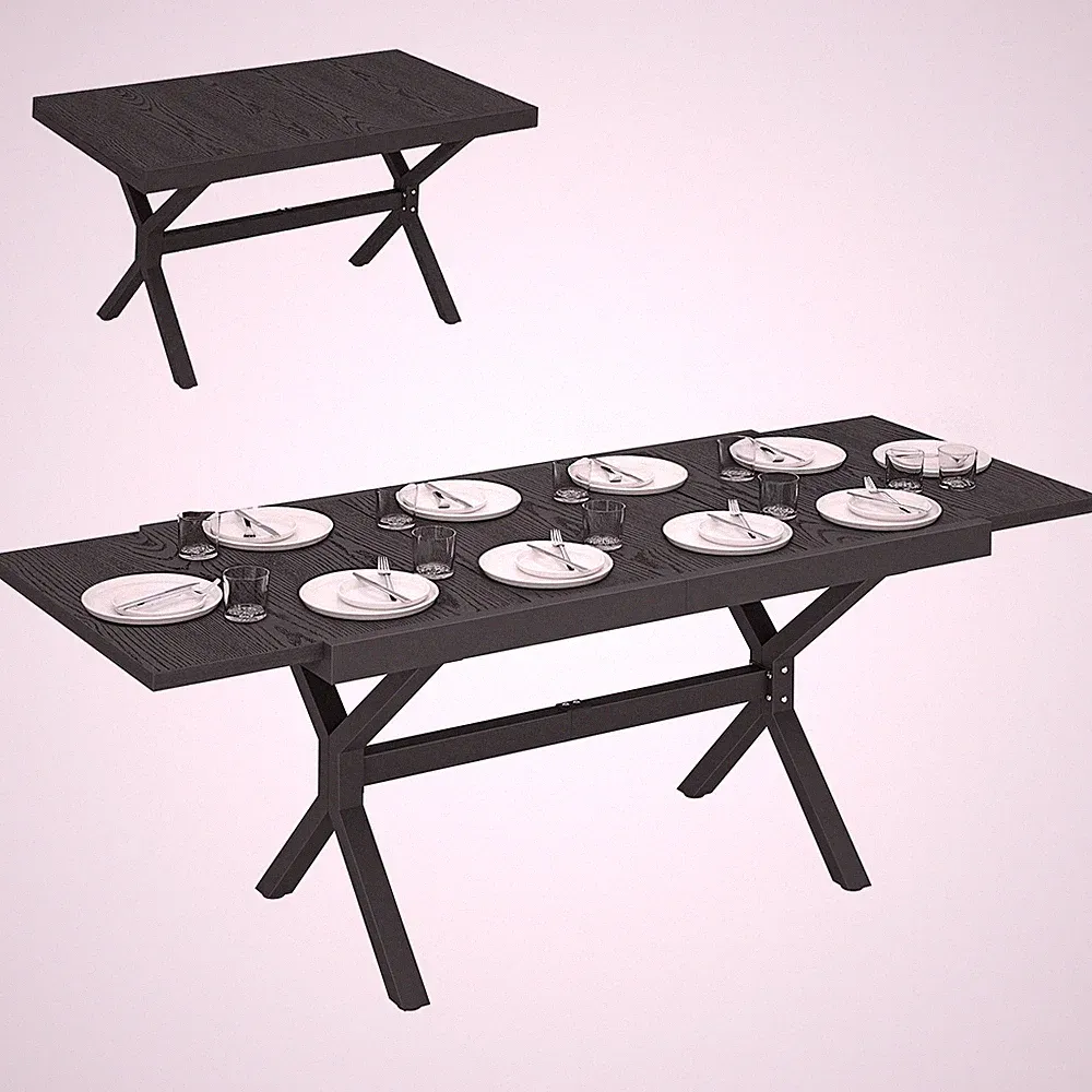 Ausziehbarer Gartentisch A-T1008-01 154-214cm Dunkelgrau Aluminium