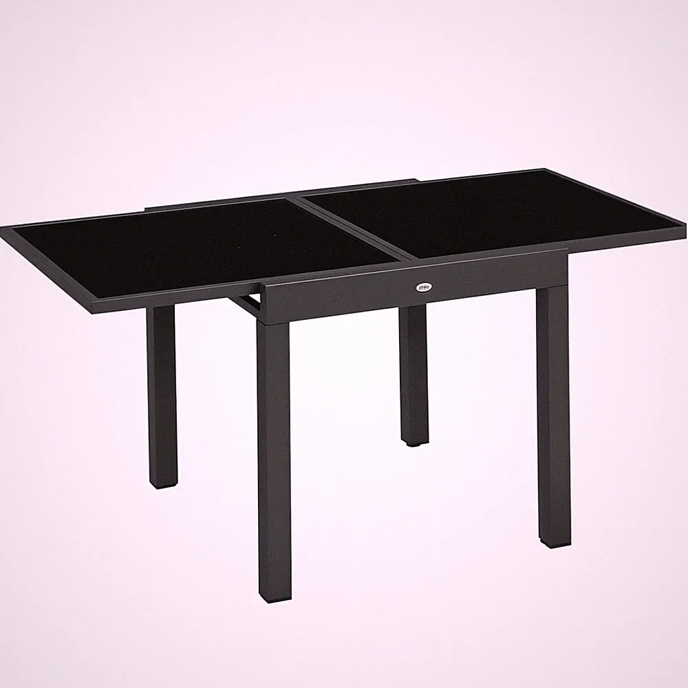 Schwarz Ausziehbarer Gartentisch