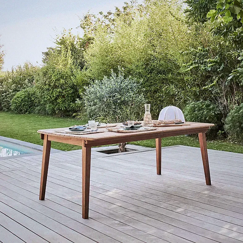 Ausziehbarer Gartentisch aus Eukalyptusholz 8 bis 14 Personen 200/300x110 cm