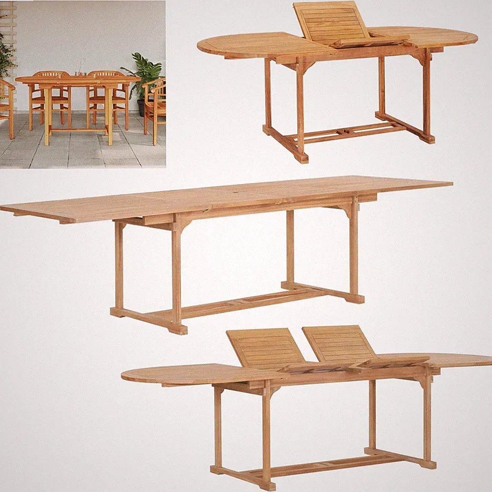 Ausziehbarer Gartentisch Esstisch Holztisch Balkontisch Gartenmöbel Teak Tisch