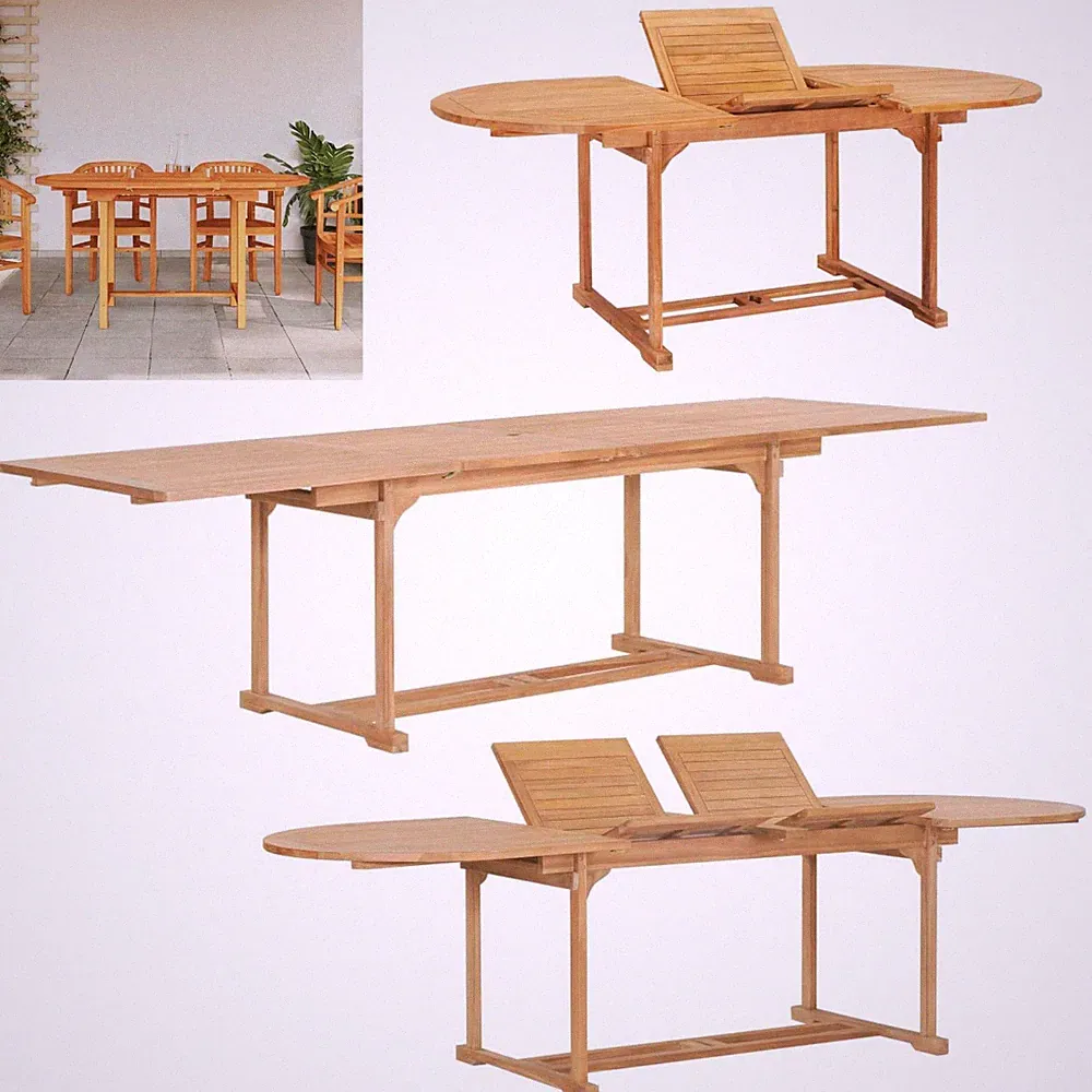 Ausziehbarer Gartentisch Esstisch Holztisch Balkontisch Gartenmöbel Teak Tisch