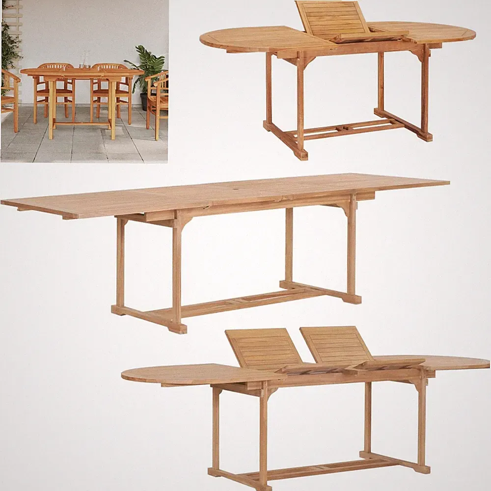 Ausziehbarer Gartentisch Esstisch Holztisch Balkontisch Gartenmöbel Teak Tisch