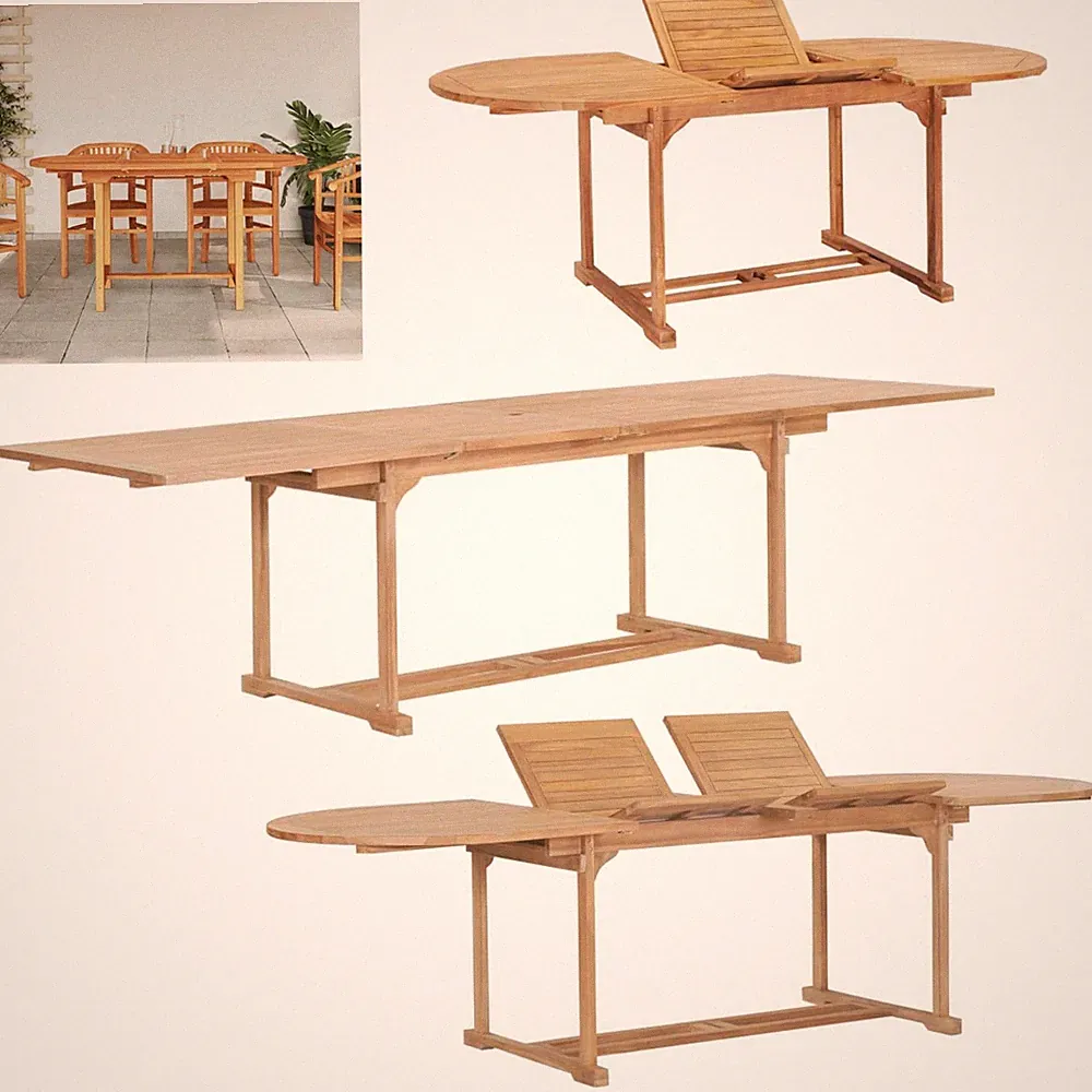 Ausziehbarer Gartentisch Esstisch Holztisch Balkontisch Gartenmöbel Teak Tisch