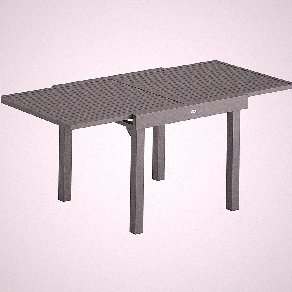 Ausziehbarer Gartentisch für 4-8 Personen, Aluminium Outdoor Esstisch mit Lamelle