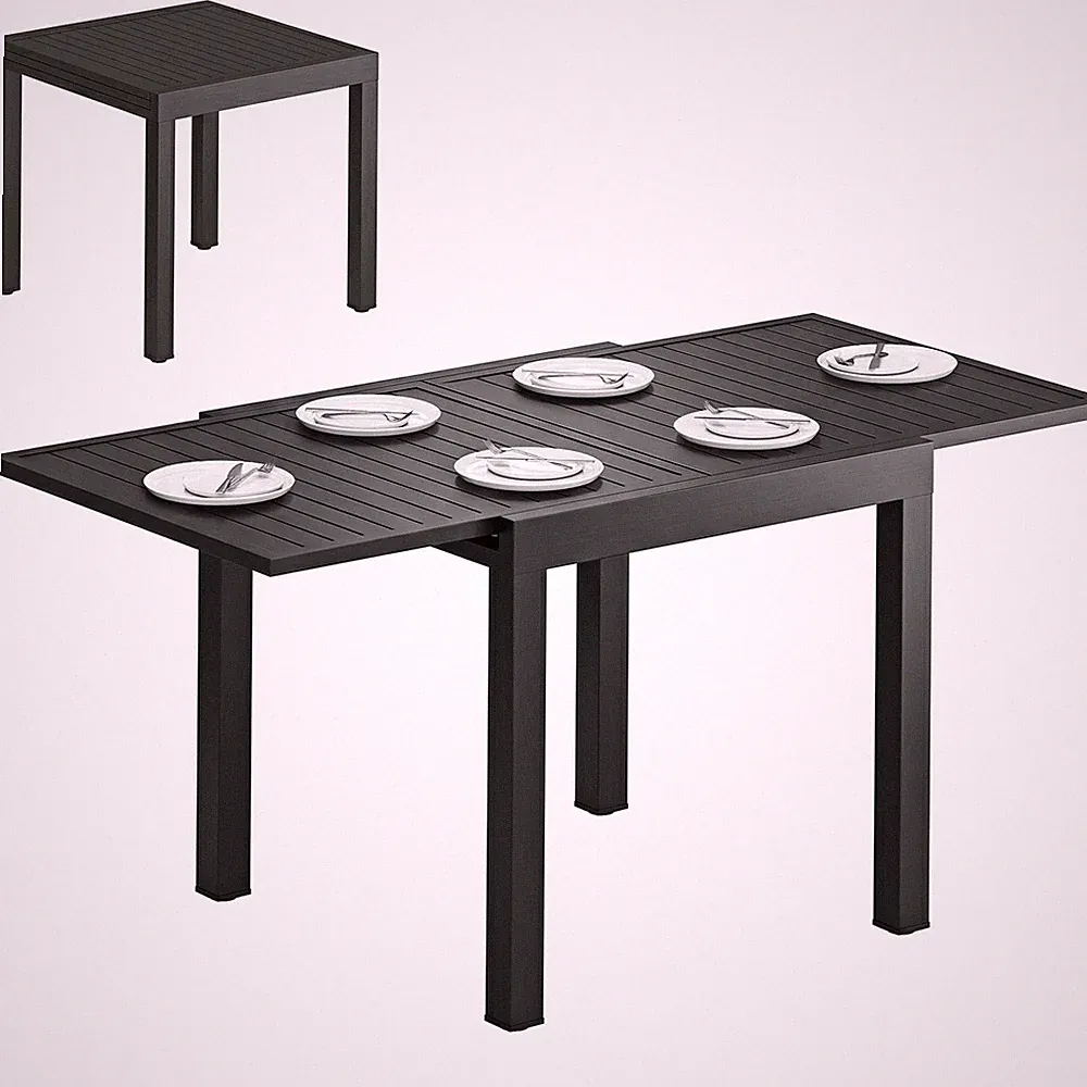 Ausziehbarer Gartentisch für Terrasse Aluminium Esstisch 80-160cm stabil