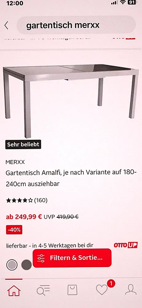 Ausziehbarer Gartentisch Merx gebraucht.