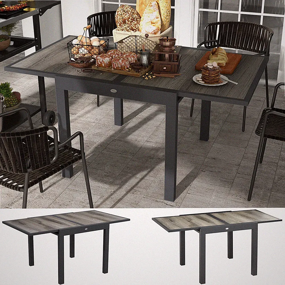 Ausziehbarer Gartentisch Outdoor Esstisch, Aluminiumgestell