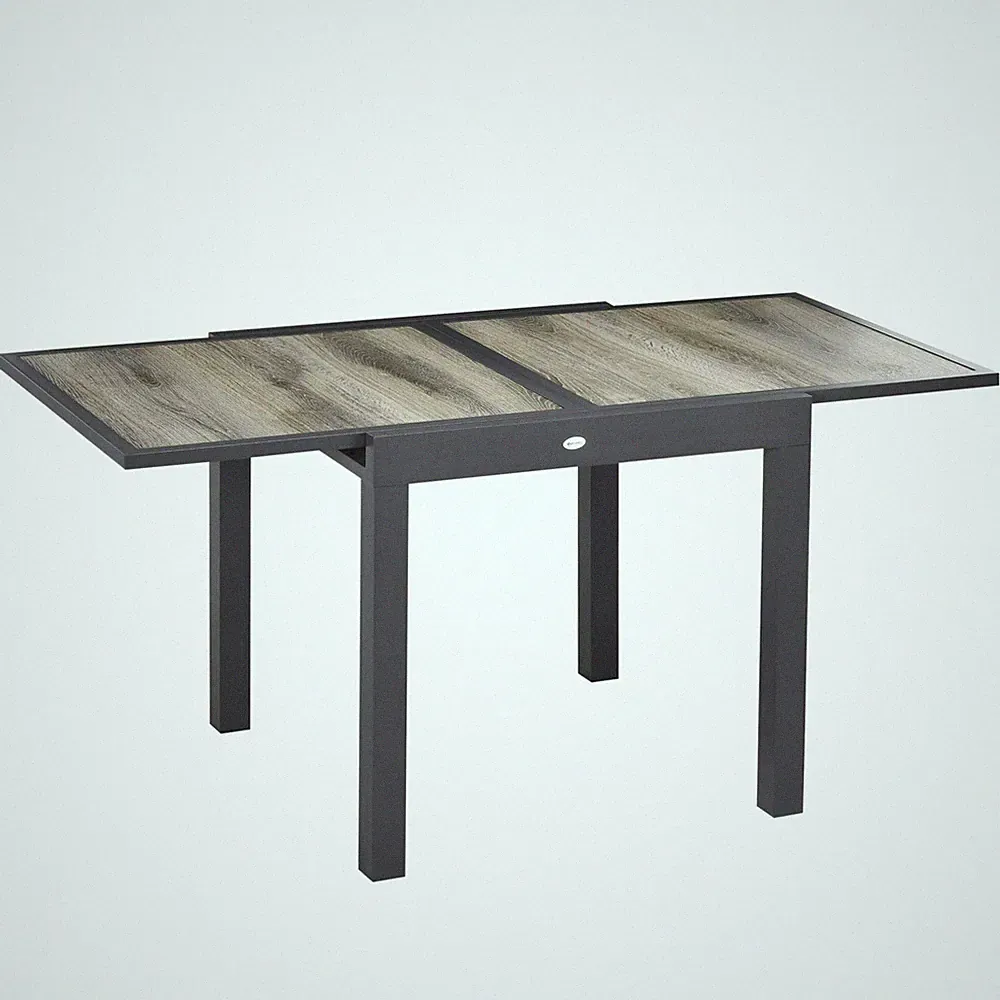 Ausziehbarer Gartentisch, Outdoor Esstisch für 6 Personen, Aluminiumgestell rechteckig