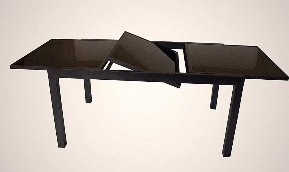 Ausziehtisch 150/210x90cm Aluminium Glas Schwarz