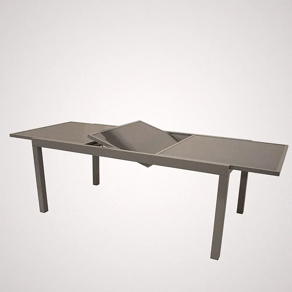 Ausziehtisch PISA 180/240x100cm Aluminium + Glas Gartentisch ausziehbar Tisch