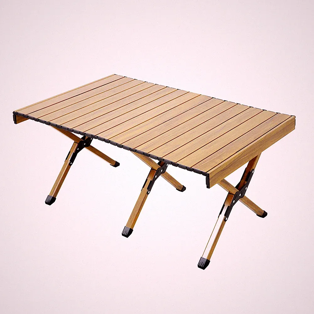B-Ware JAWINIO Campingtisch Gartentisch Klapptisch faltbar Aluminium Holzoptik