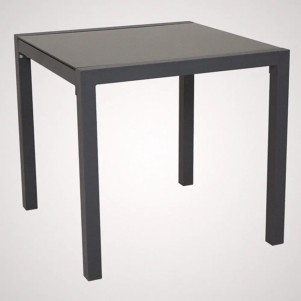B-Ware SVITA Gartentisch Aluminium mit Glasplatte Balkon-Tisch Gartenmöbel Grau