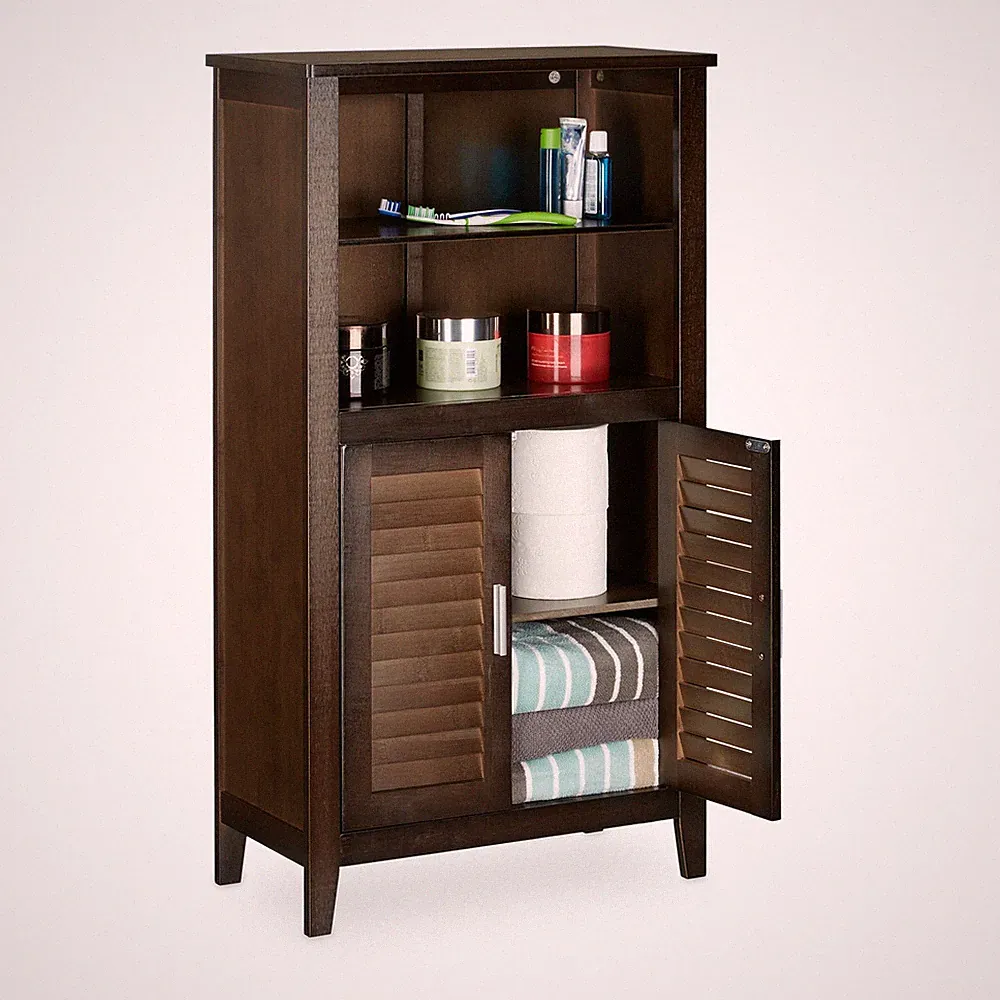 Badezimmerschrank braun Telefontisch Schmaler Badschrank 2 Fächer 8,7 kg