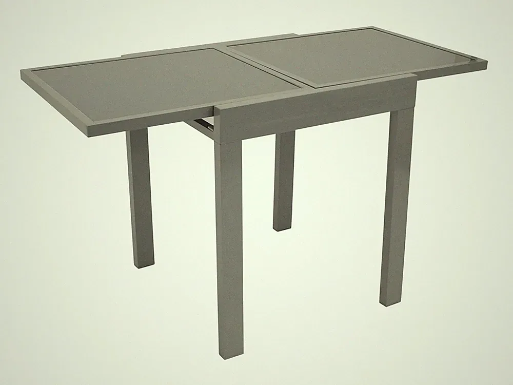 Balkontisch Ausziehtisch 65-130x65cm Aluminium Glas grau modern Outdoor