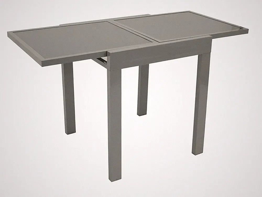 Balkontisch Ausziehtisch 65-130x65cm Aluminium Glas grau modern Outdoor