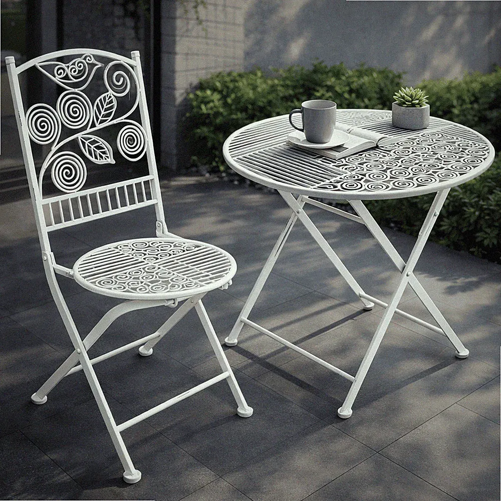Balkontisch Gartentisch XXL Esstisch Stühle Metall Tisch Shabby Chic Landhaus