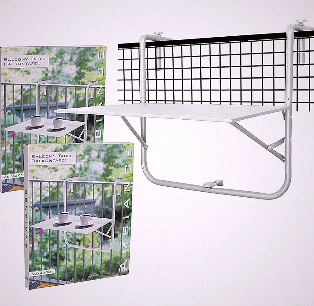 Balkontisch Klappbar 60x40cm Campingtisch Gartentisch Hängetisch Wetterfest weiß