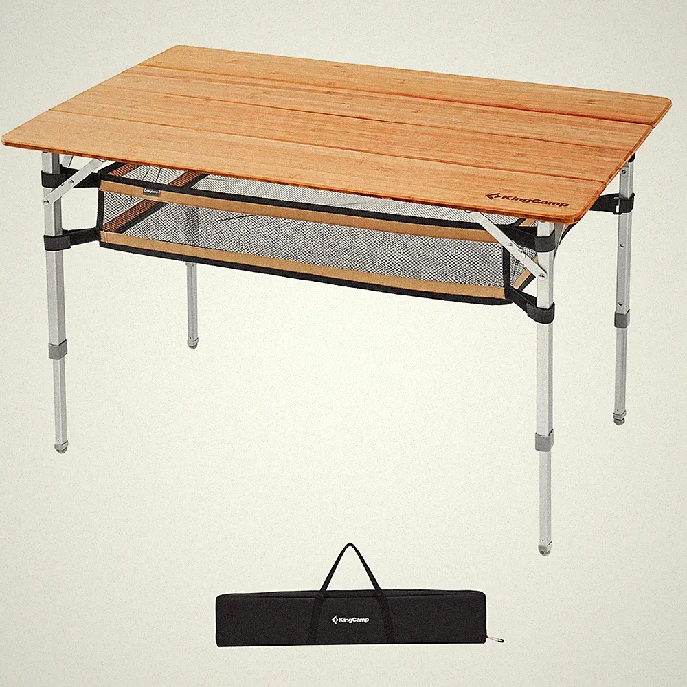 Bambus Falt Tisch Camping Klapptisch - Garten Alu Holz 3Höhen Verstellbar
