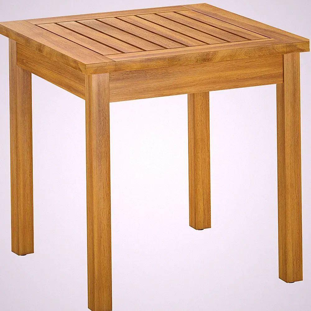 Beistelltisch 48 x 48 cm wetterfest Gartentisch mit Lamellendesign Naturholz