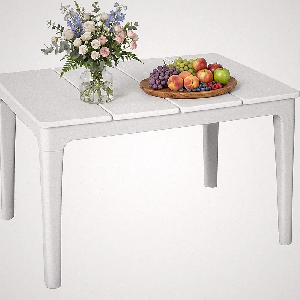 Beistelltisch 70 x 53cm wetterfest Gartentisch aus Kunststoff bis 35kg Cremeweiß