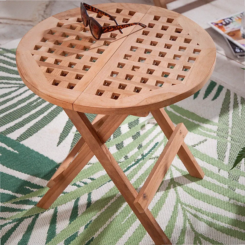 Beistelltisch EMPIRE TEAK - 50cm - Teakholz - rund klappbar Balkontisch Garten