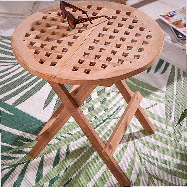 Beistelltisch EMPIRE TEAK - 50cm - Teakholz - rund klappbar Balkontisch Garten