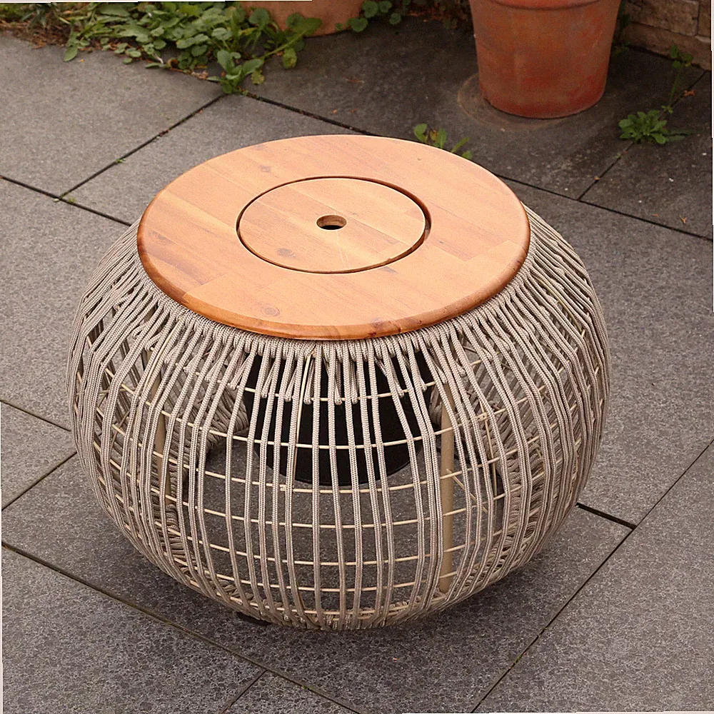 Beistelltisch Gartentisch mit Deckel und Behälter Gartenmöbel H: 37cm beige