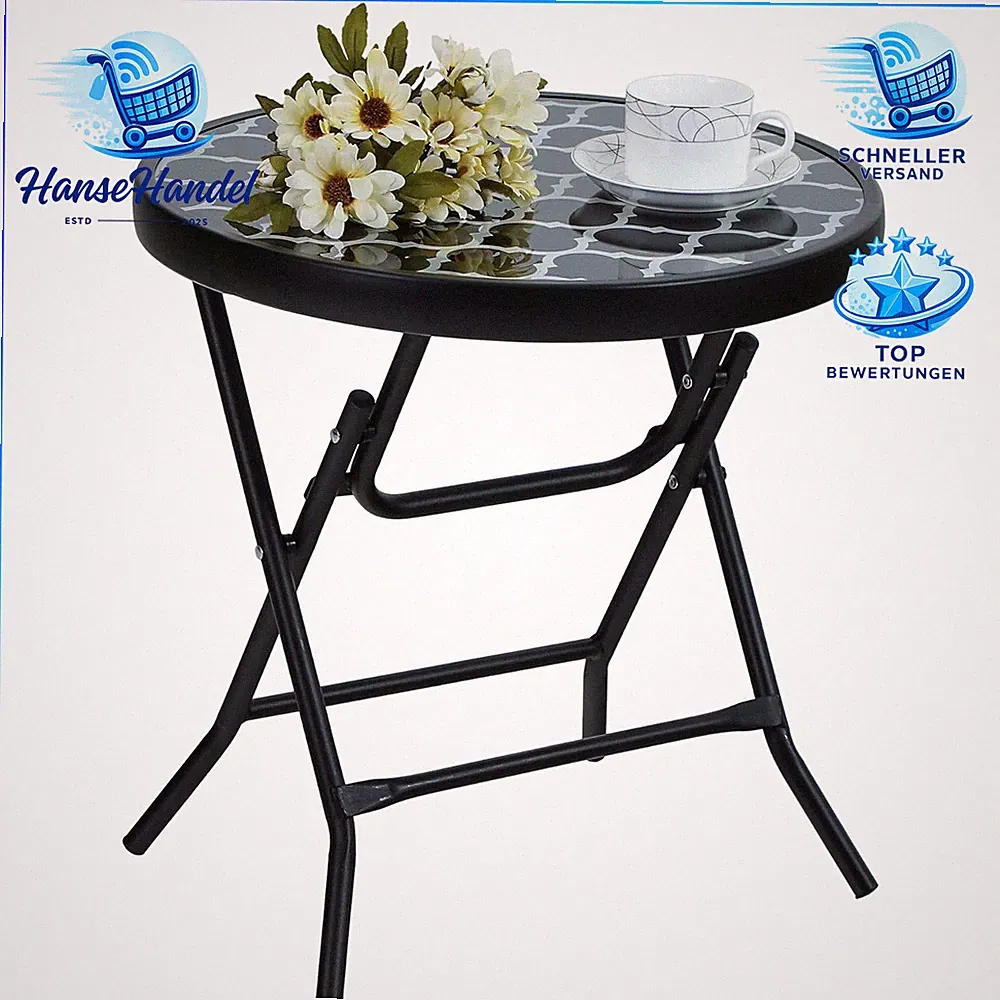 Beistelltisch Klappbar Wetterfest Klein Gartentisch Balkon Outdoor 60x60 cm