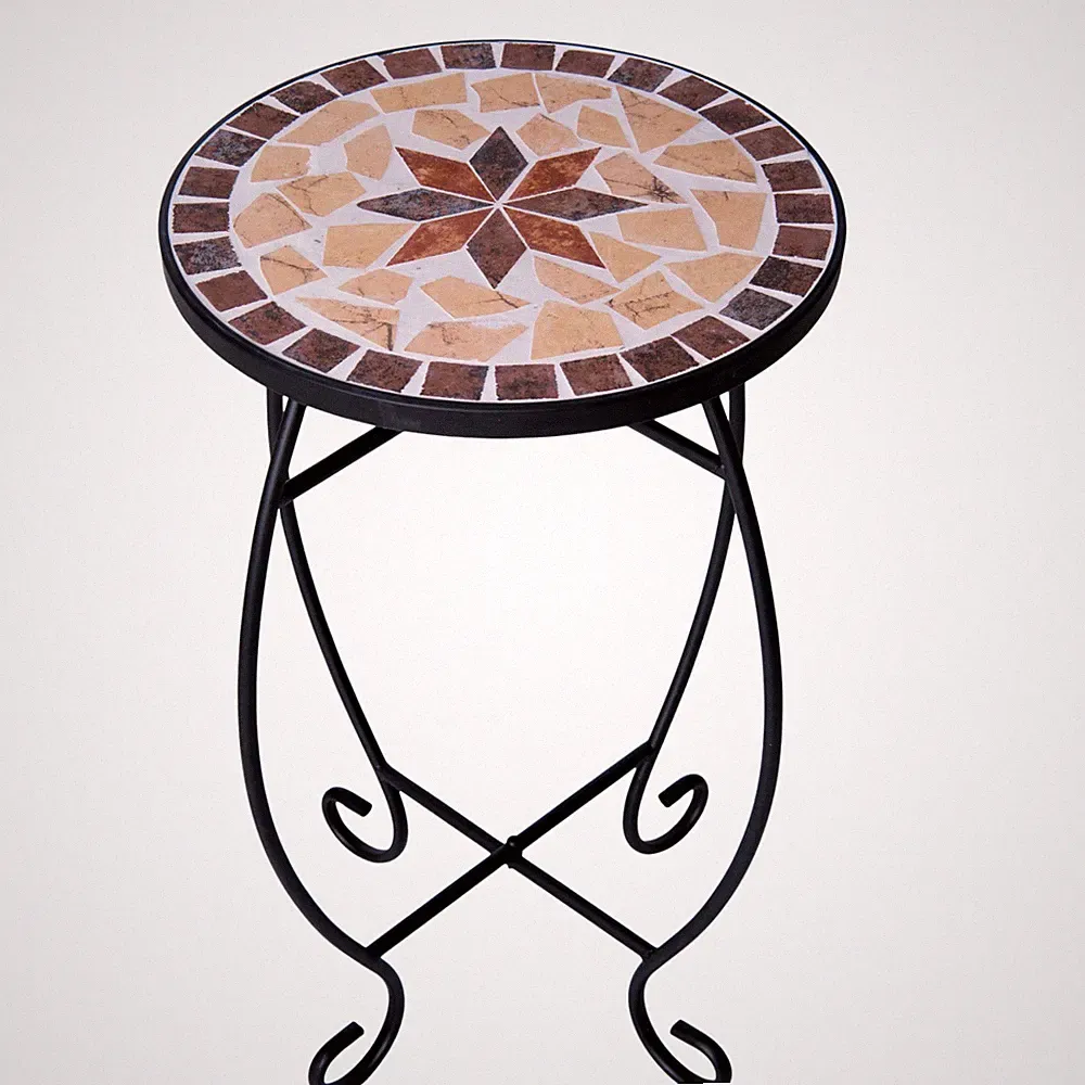 Beistelltisch Mosaik Gartentisch Metall rund Balkontisch klein Bistrotisch Tisch