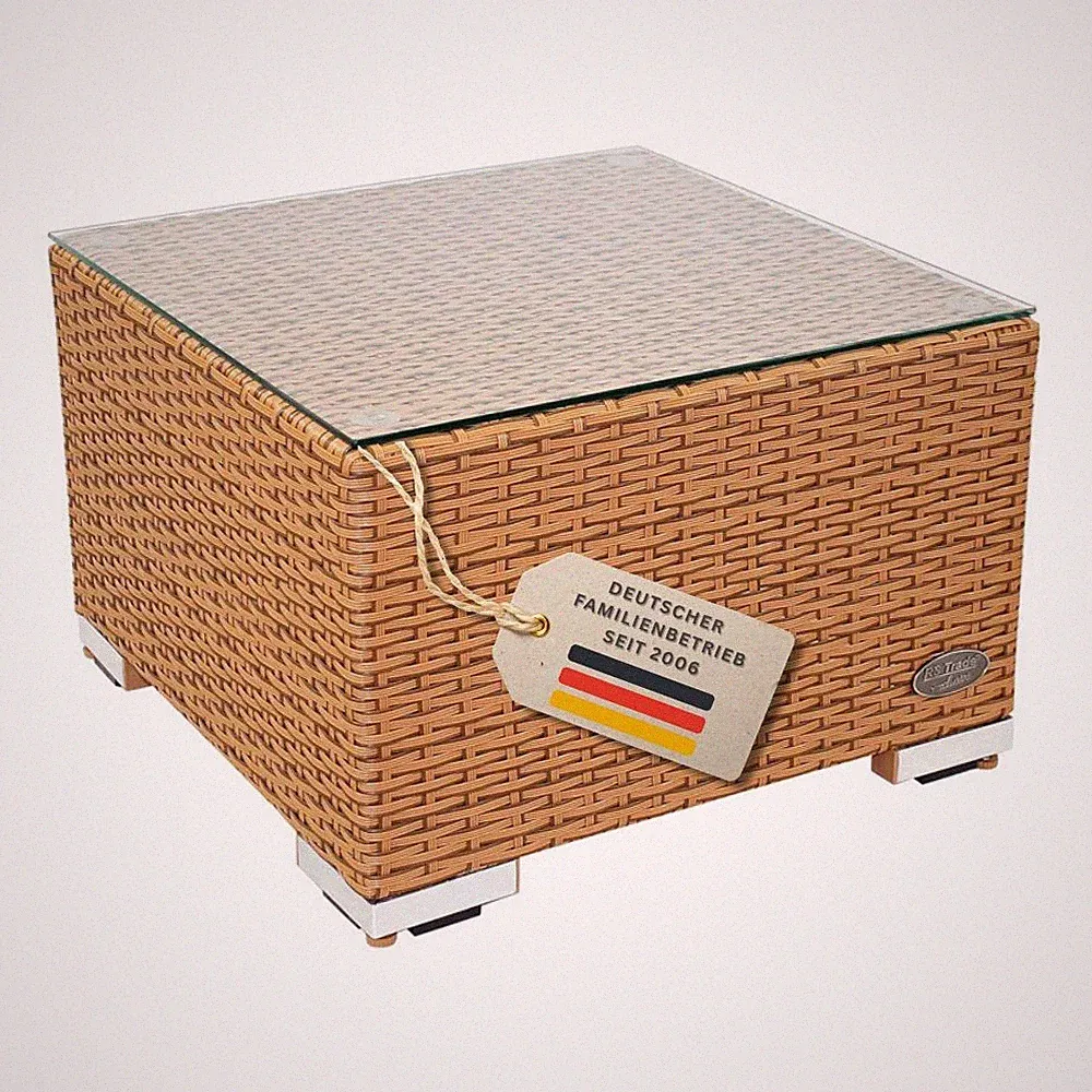 Beistelltisch Rattan Couchtisch Teetisch Polyrattan Tisch Gartentisch Natur