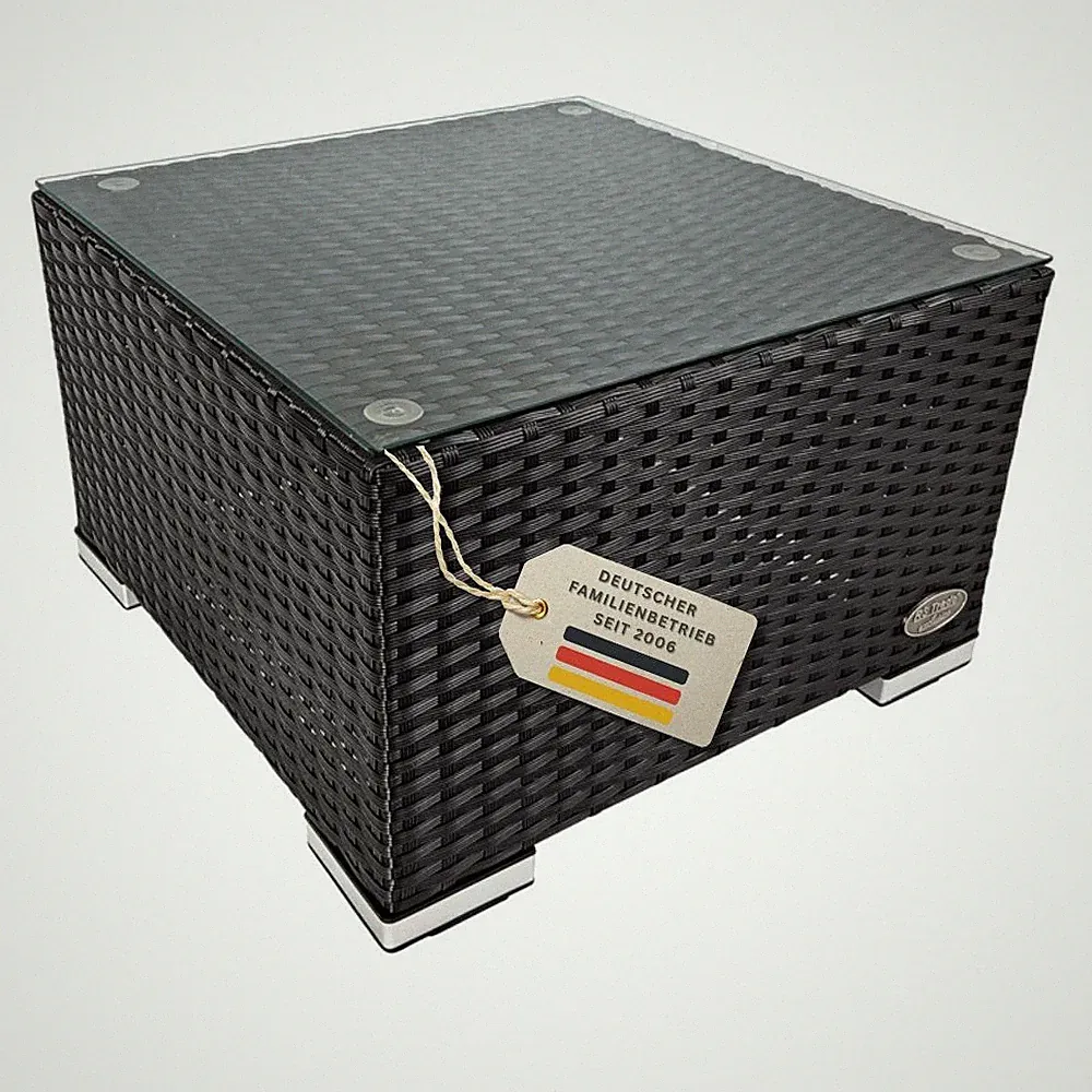 Beistelltisch Rattan Couchtisch Teetisch Polyrattan Tisch Gartentisch Schwarz