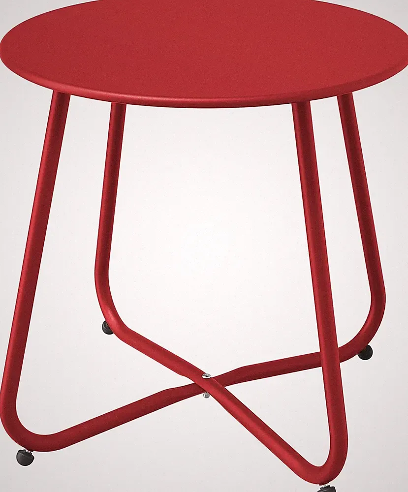 Beistelltisch rund Garten Kaffeetisch Outdoor Stahl 45 cm Sofatisch Balkon Rot