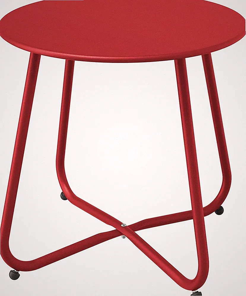 Beistelltisch Rund Garten Outdoor Leicht Stabil Rot 45x45x45 cm