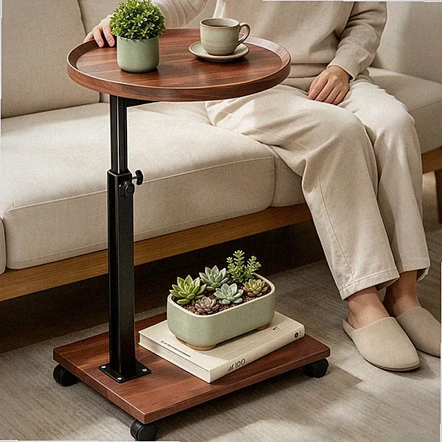 Beistelltisch Runder Kaffeetisch,Couchtisch,Sofatisch Rollen Laptoptisch 40x80cm