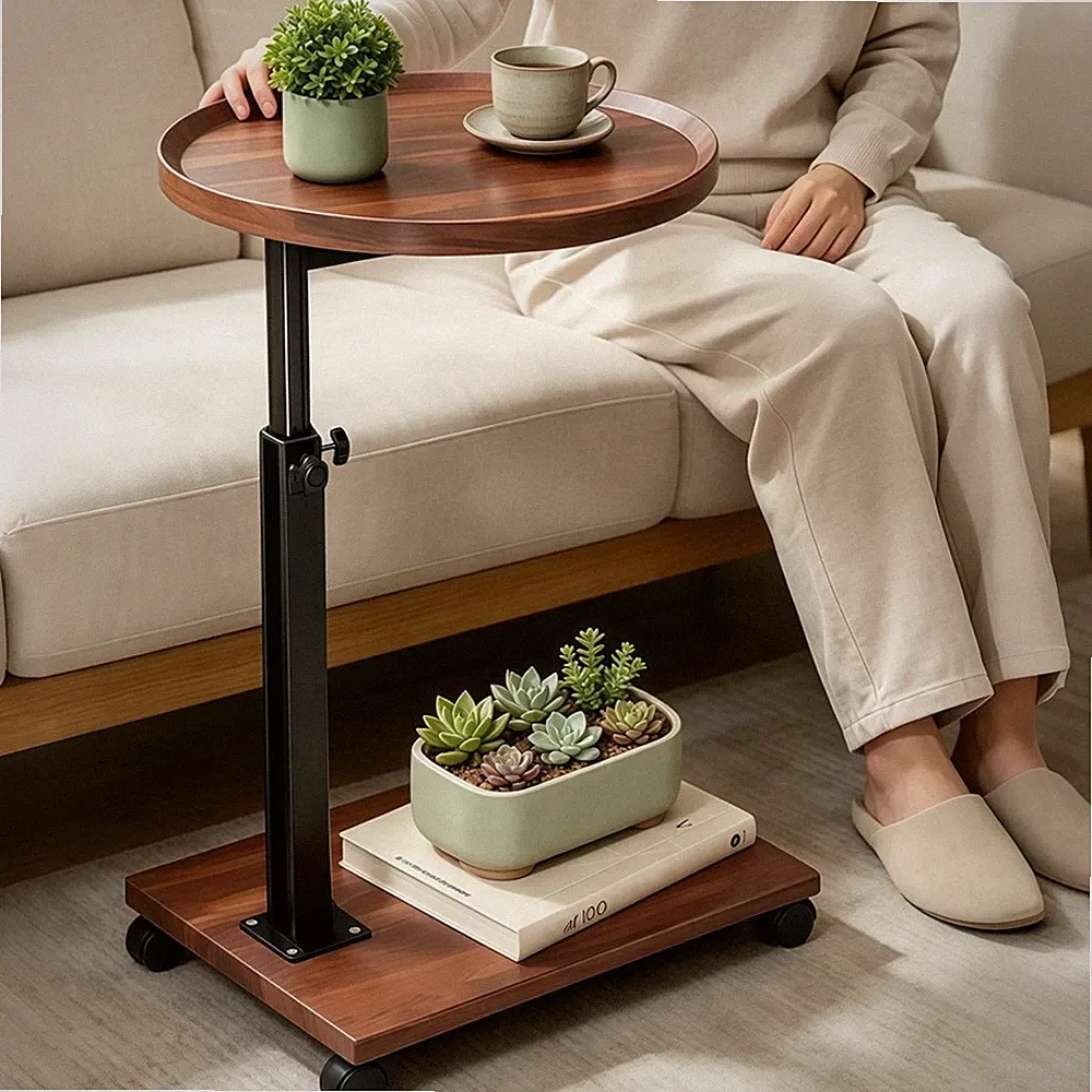 Beistelltisch Runder Kaffeetisch,Couchtisch,Sofatisch Rollen Laptoptisch 40x80cm