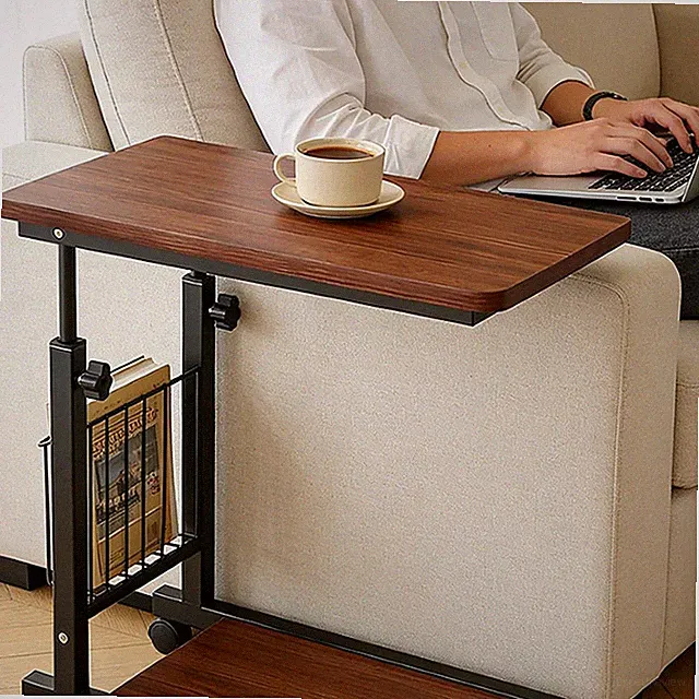 Beistelltisch Sofatisch HöHenverstellbar Laptoptisch Bett Kaffeetisch mit Rollen
