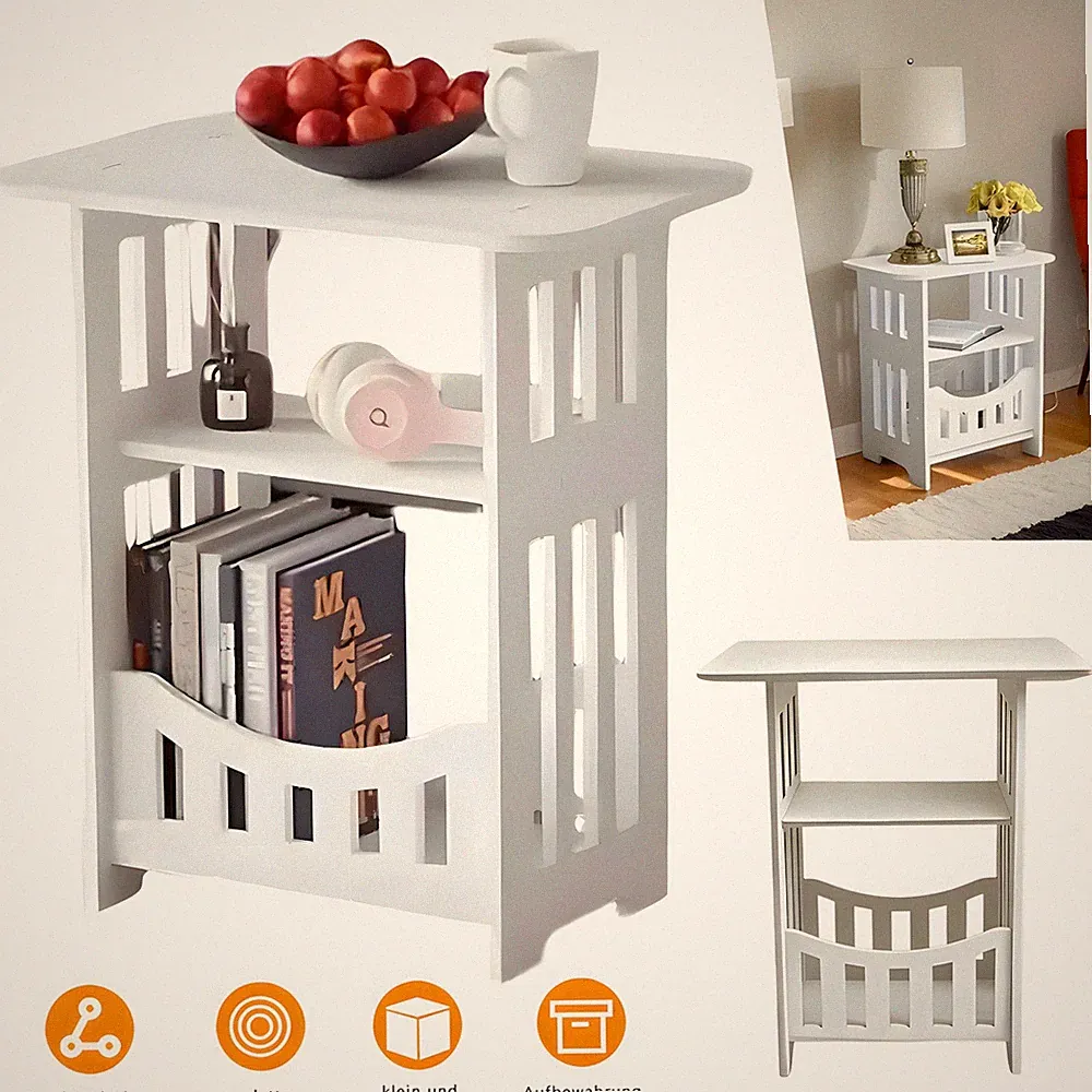 Beistelltisch Sofatisch Wohnzimmertisch Abnehmbar 40*32*22cm 3 Ebenen für Garten