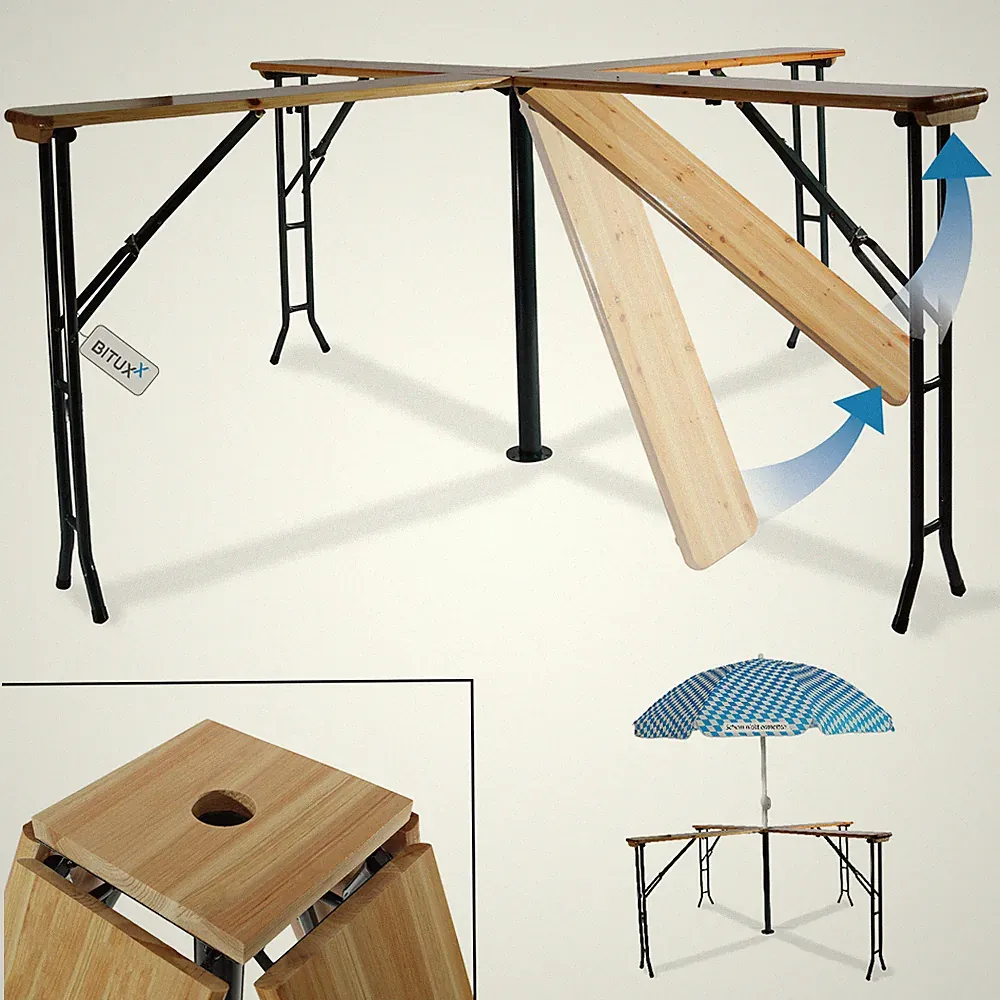 Biergartengarnitur Bierzelttisch Stehtisch Klappbar Kreuzform 241cm BITUXX