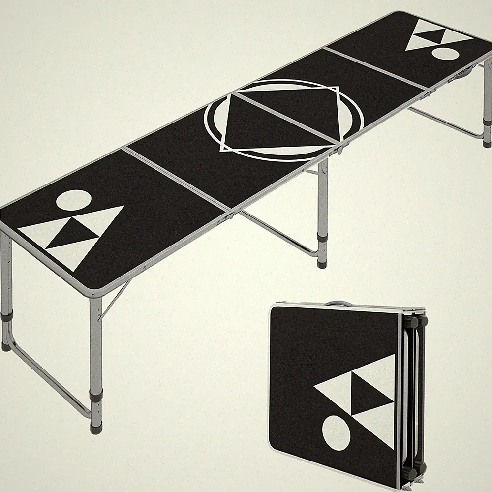 Bierpong Tisch Campingtisch klappbarer Klapptisch für Garten, Balkon, Schwarz