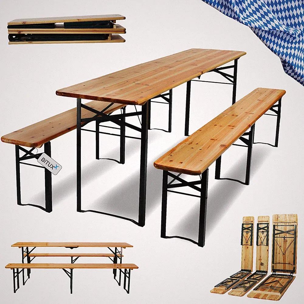 Biertischgarnitur Biergartengarnitur Bierzeltgarnitur Klappbar 216cm Bituxx®