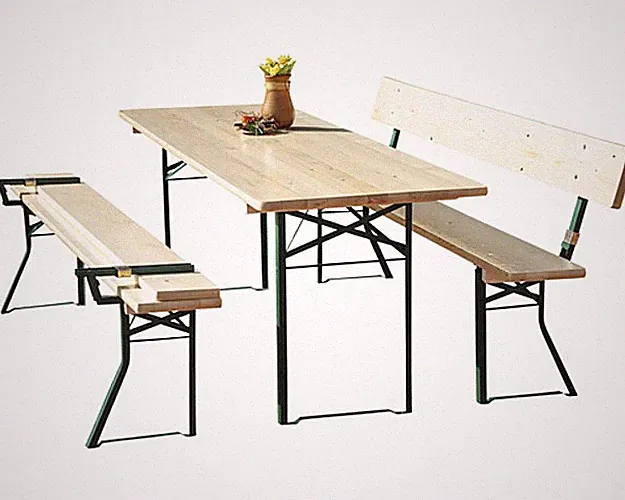 Bierzeltgarnitur Festzeltgarnitur Set Gartentisch Fichte natur 3-tlg SIEHE TEXT