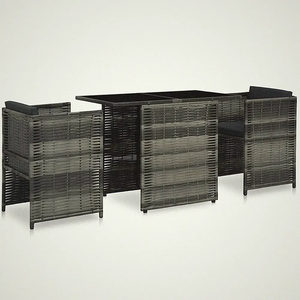 Bistroset 3-tlg. Poly Rattan Grau Gartenmöbel Balkonset Sitzgruppe vidaXL