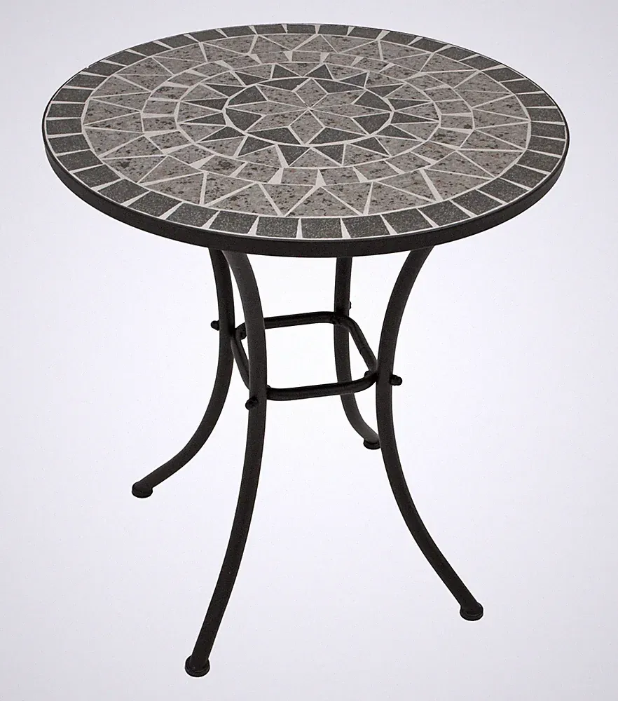 Bistrotisch Balkontisch Gartentisch Mosaik Tisch SIENA 60cm rund Mosaik grau