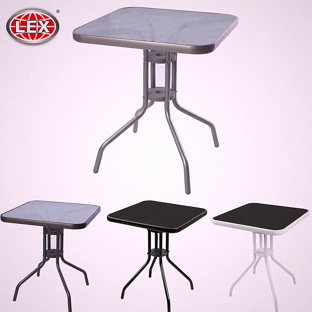 Bistrotisch Balkontisch Gartentisch Terrassentisch Glastisch 60x60cm Farbauswahl